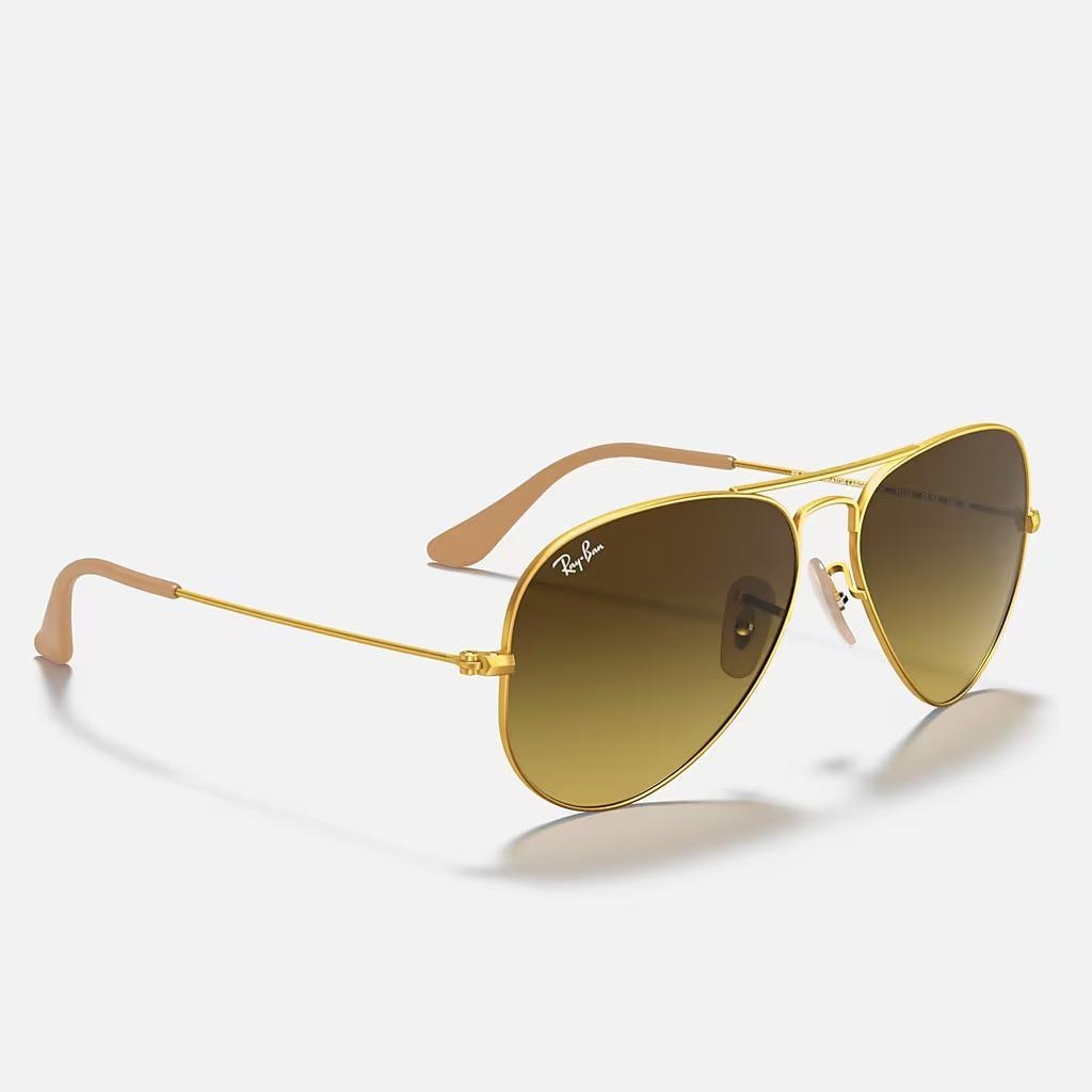 Kính Ray-Ban Aviator Gradient Vàng Nhám Nâu Đậm