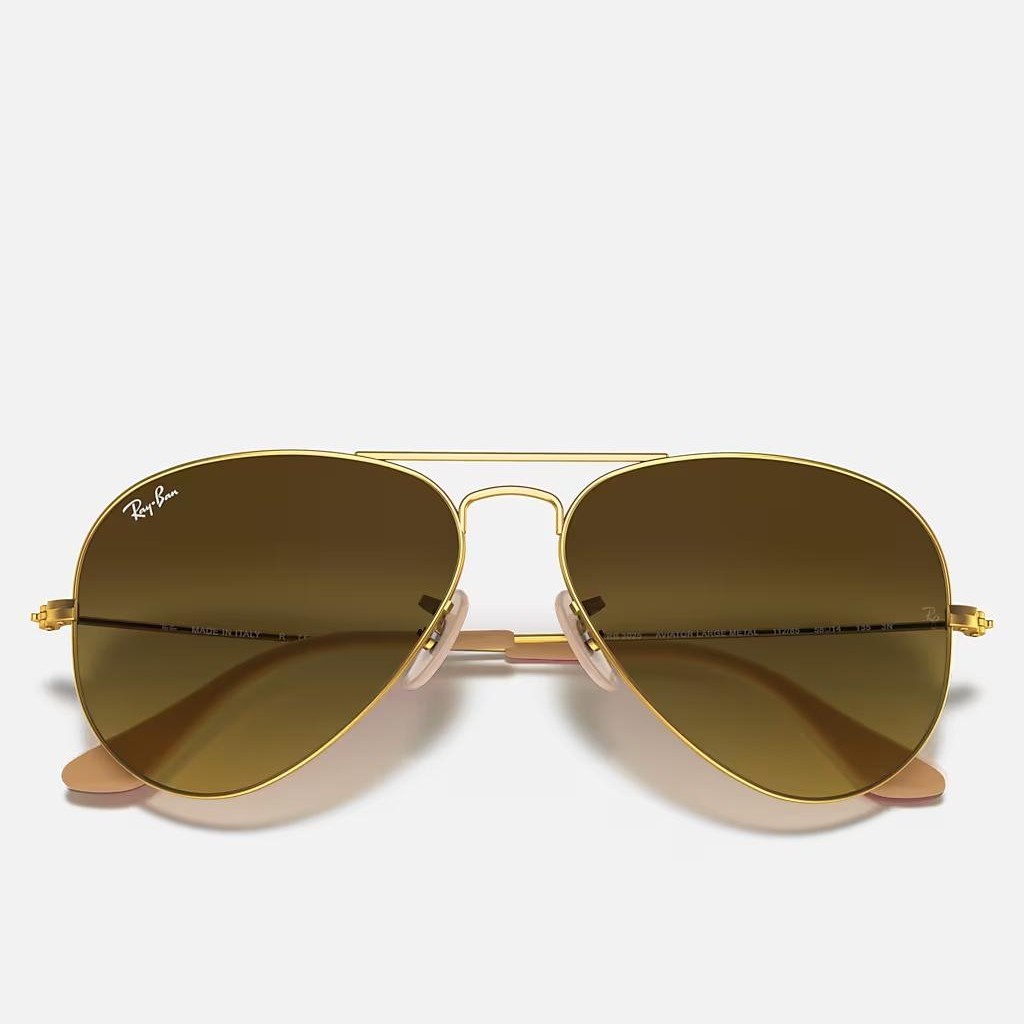 Kính Ray-Ban Aviator Gradient Vàng Nhám Nâu Đậm