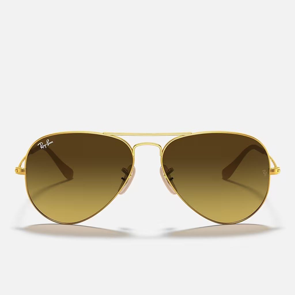 Kính Ray-Ban Aviator Gradient Vàng Nhám Nâu Đậm