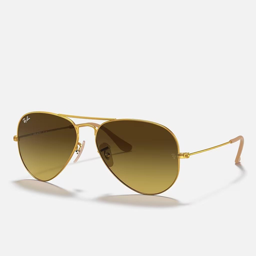 Kính Ray-Ban Aviator Gradient Vàng Nhám Nâu Đậm