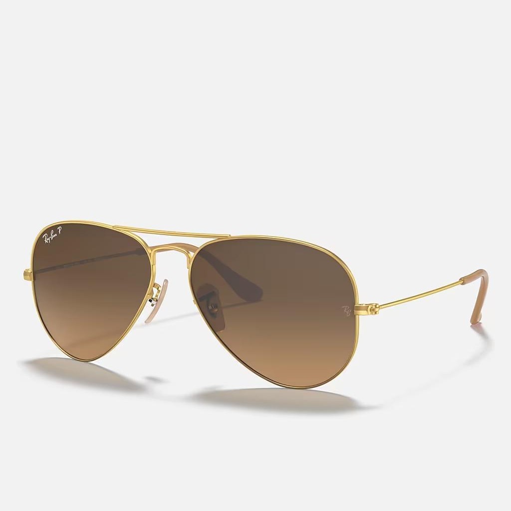 Kính Ray-Ban Aviator Gradient Vàng Nhám Nâu