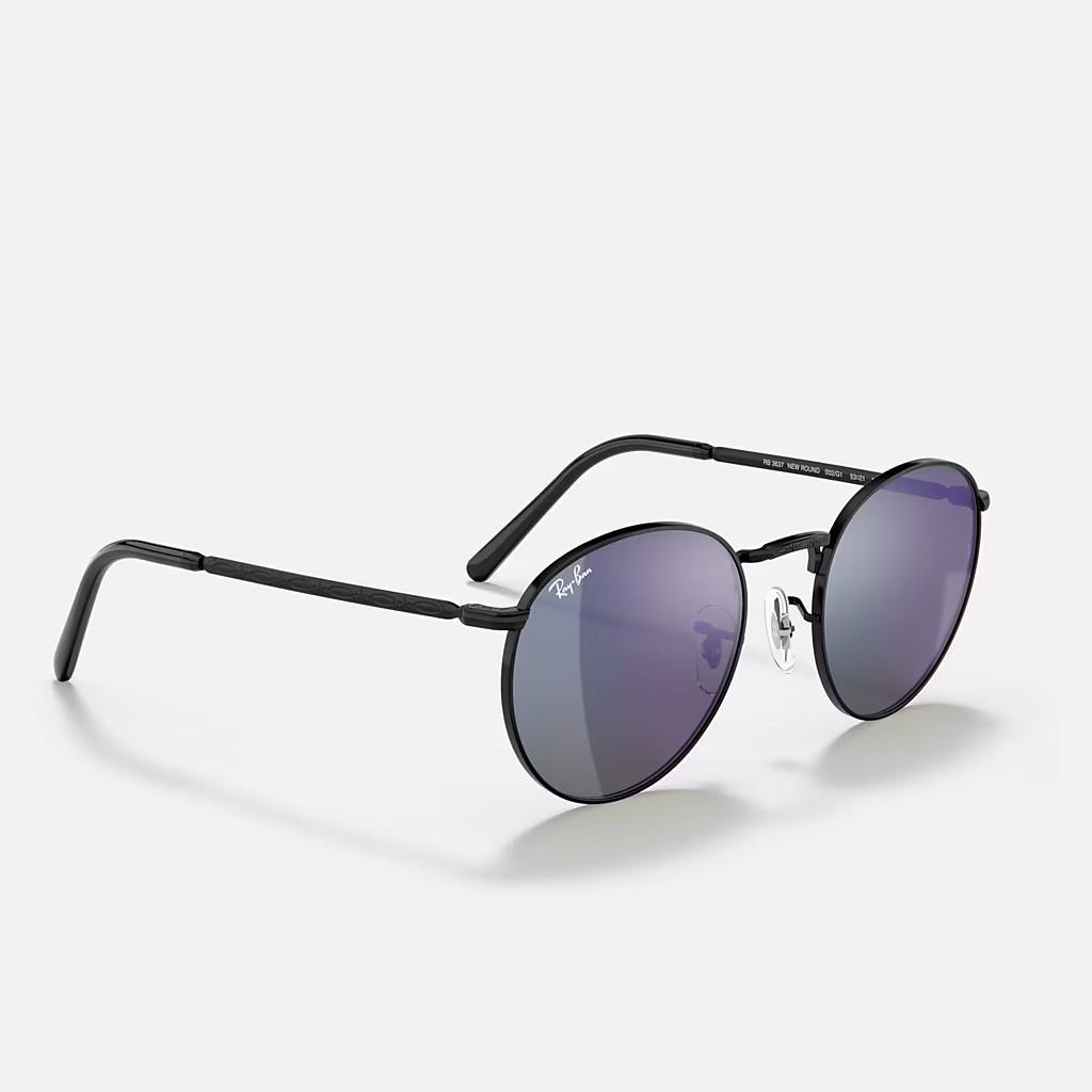 Kính Ray-Ban New Round Đen Xanh Dương