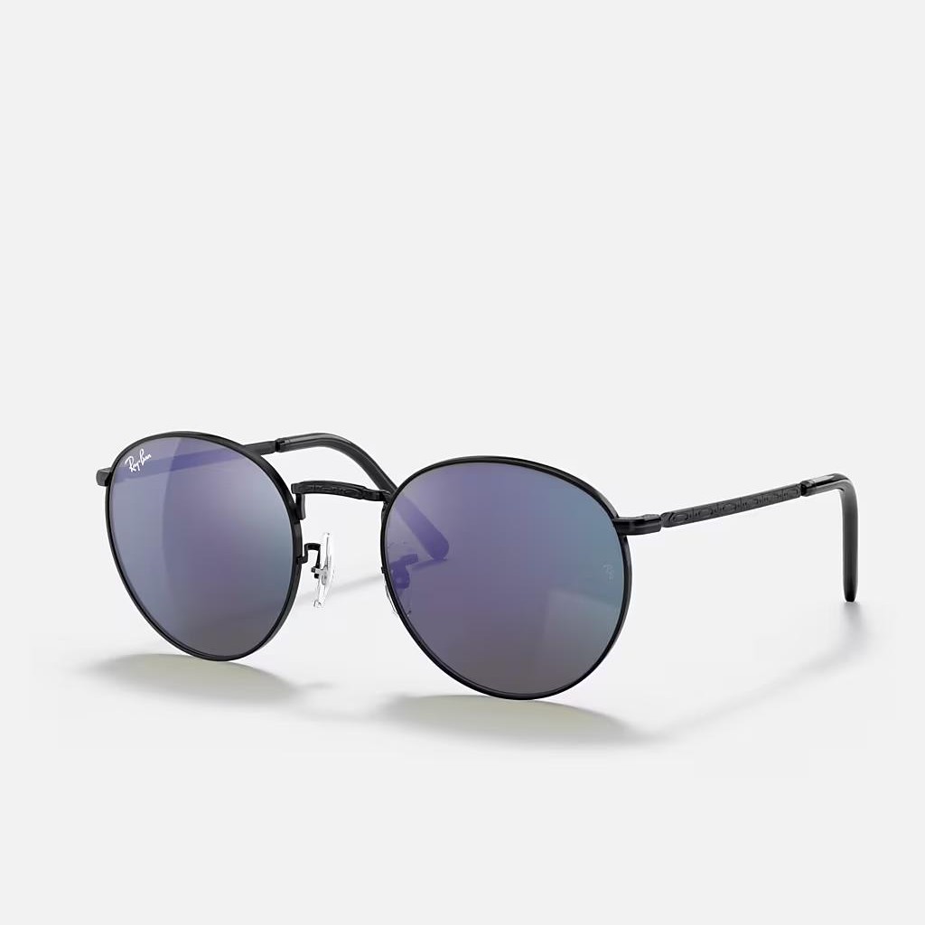 Kính Ray-Ban New Round Đen Xanh Dương