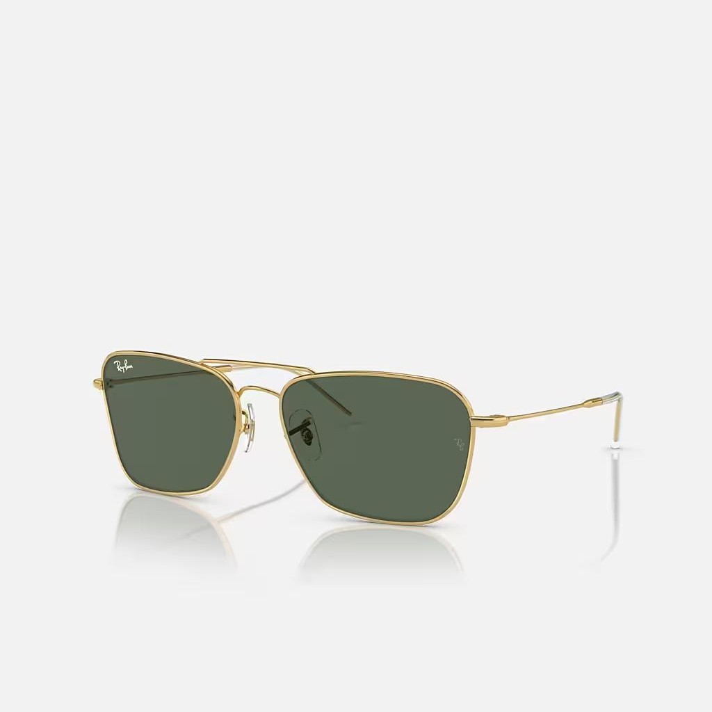 Kính Ray-Ban Caravan Reverse Vàng Xanh Lá