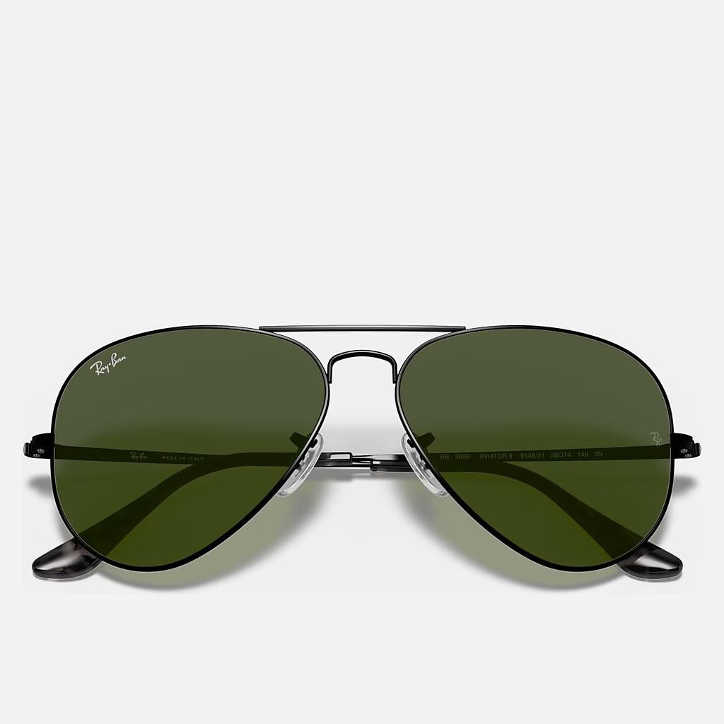 Kính Ray-Ban Aviator Metal Ii Đen Xanh Lá