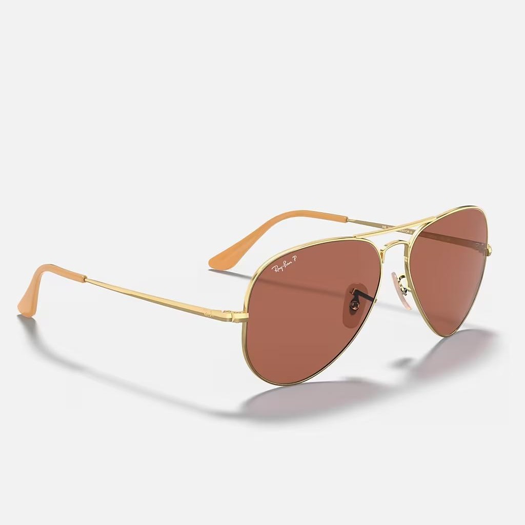 Kính Ray-Ban Aviator Metal Ii Vàng Tím