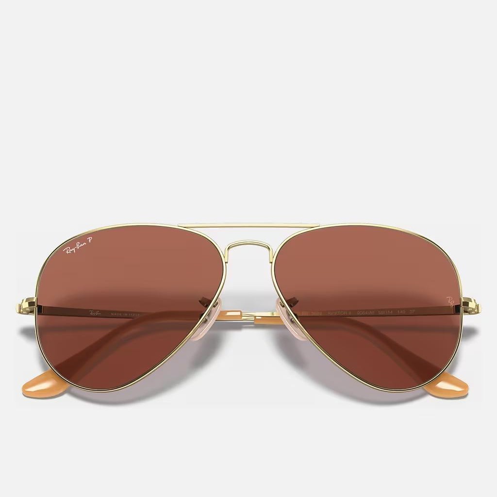 Kính Ray-Ban Aviator Metal Ii Vàng Tím