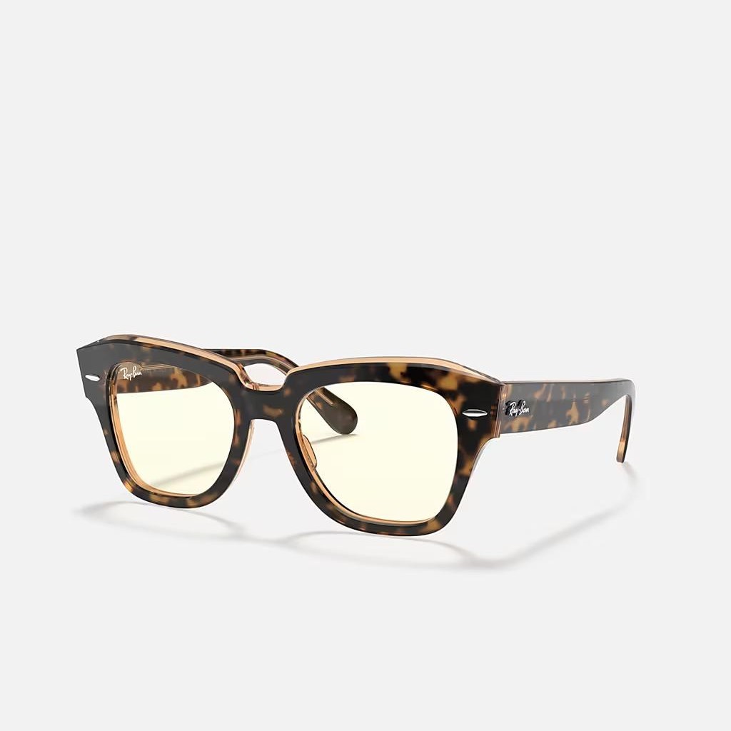 Kính Ray-Ban State Street Blue-Light Clear Evolve Nâu Trong