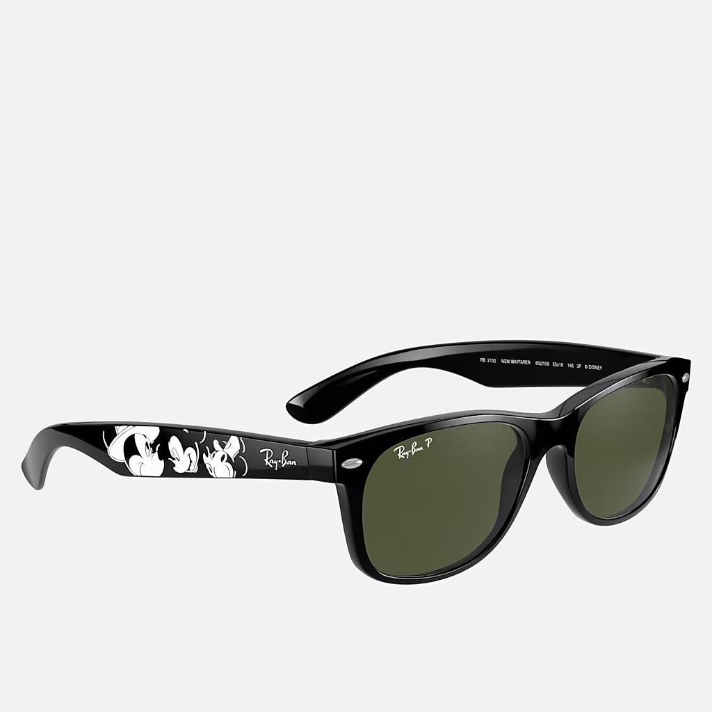 Kính Ray-Ban Rb2132 New Wayfarer Mickey S20 Đen Xanh Lá