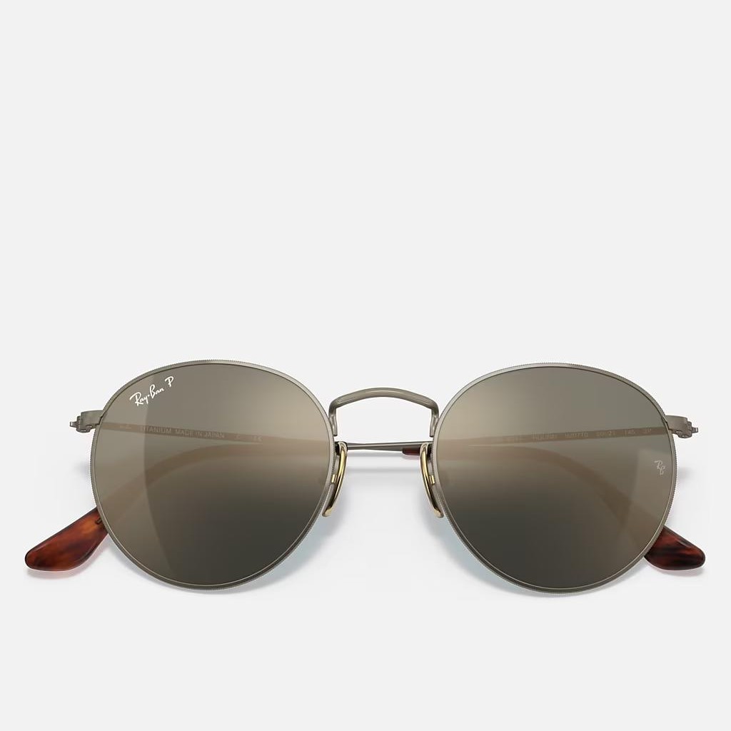 Kính Ray-Ban Round Titanium Xám Xanh Dương