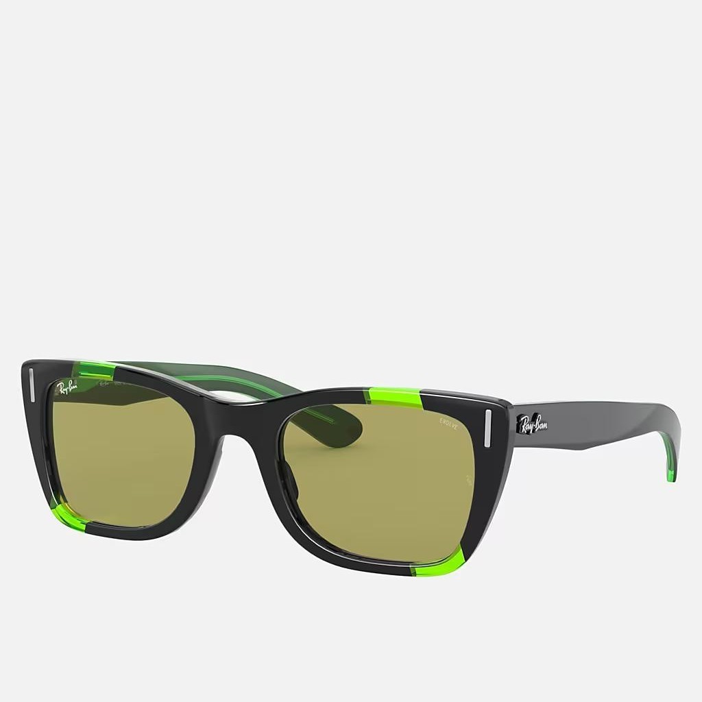 Kính Ray-Ban Caribbean Green Fluo Đen Xanh Lá