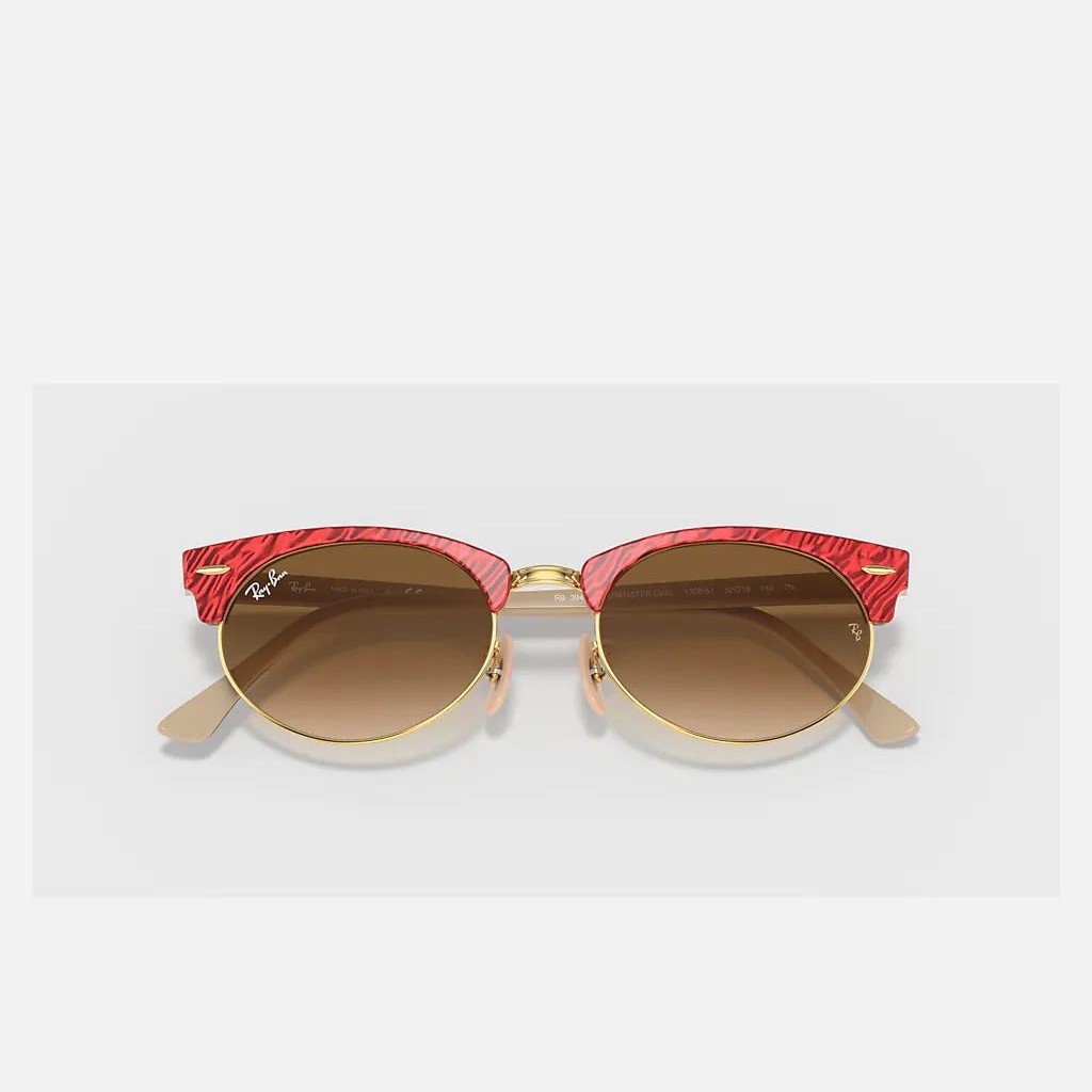 Kính Ray-Ban Clubmaster Oval Đỏ Nâu Sáng