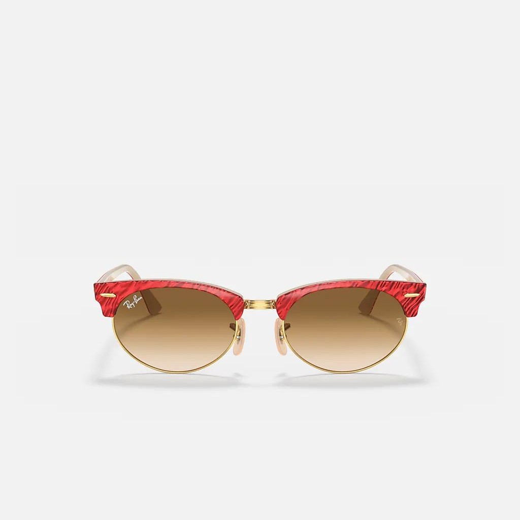 Kính Ray-Ban Clubmaster Oval Đỏ Nâu Sáng