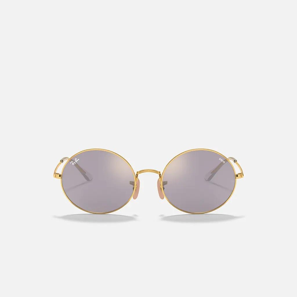 Kính Ray-Ban Oval 1970 Mirror Evolve Vàng Xám