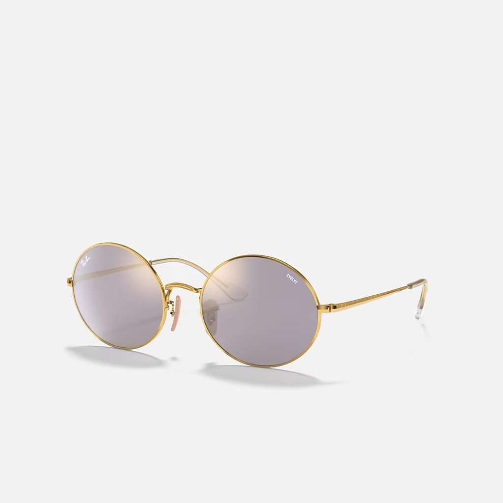 Kính Ray-Ban Oval 1970 Mirror Evolve Vàng Xám