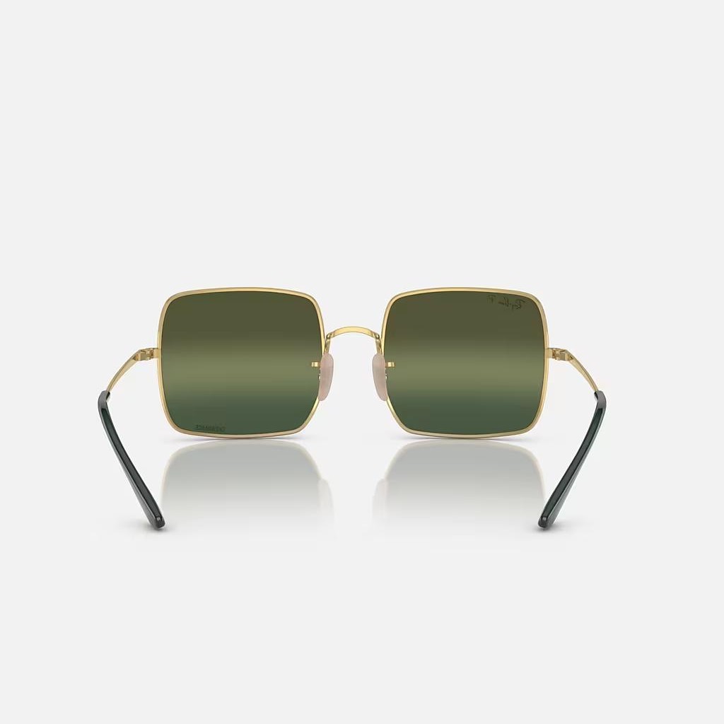 Kính Ray-Ban Square 1971 Chromance Vàng Xanh Lá