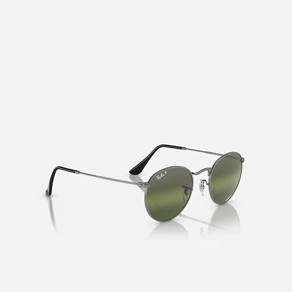 Kính Ray-Ban Round Metal Chromance Xám BạC Xanh Lá