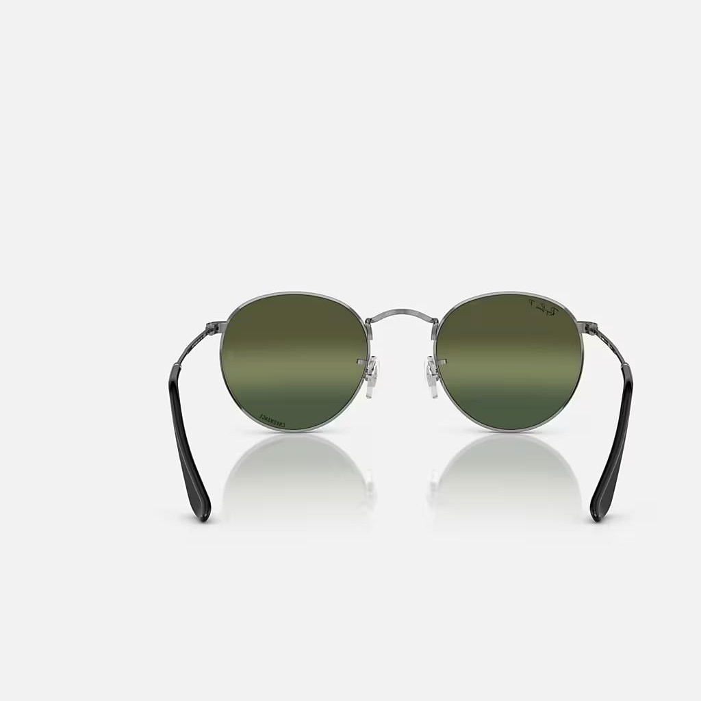 Kính Ray-Ban Round Metal Chromance Xám BạC Xanh Lá