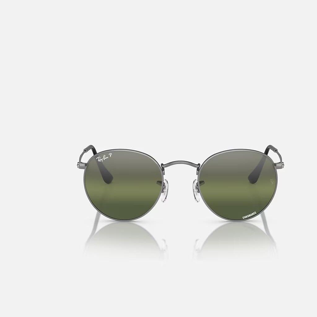 Kính Ray-Ban Round Metal Chromance Xám BạC Xanh Lá