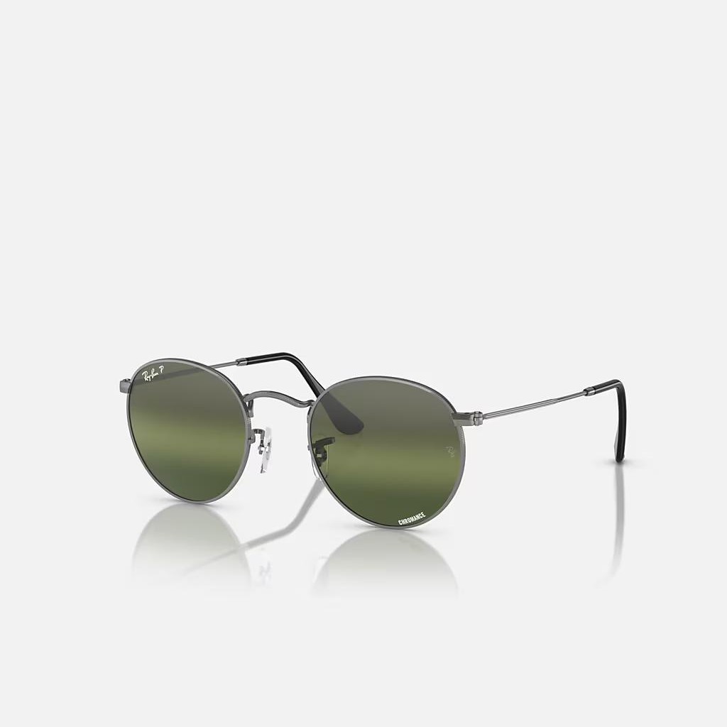 Kính Ray-Ban Round Metal Chromance Xám BạC Xanh Lá