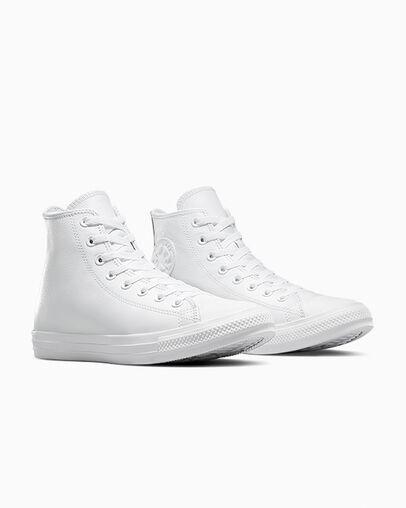 Giày Converse Chuck Taylor All Star Leather Cổ Cao Nam Trắng