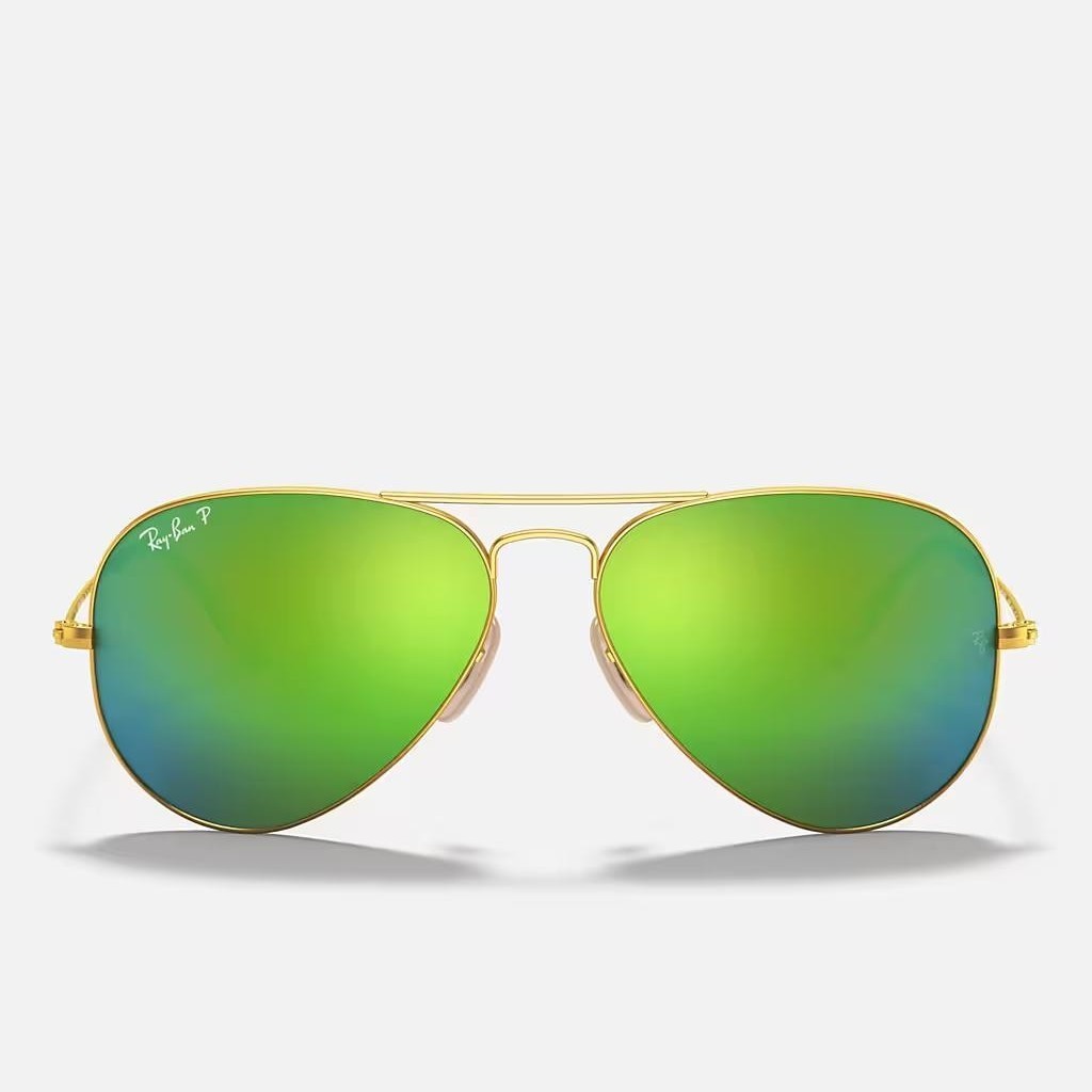 Kính Ray-Ban Original Wayfarer Chromance Vàng Nhám Xanh Lá