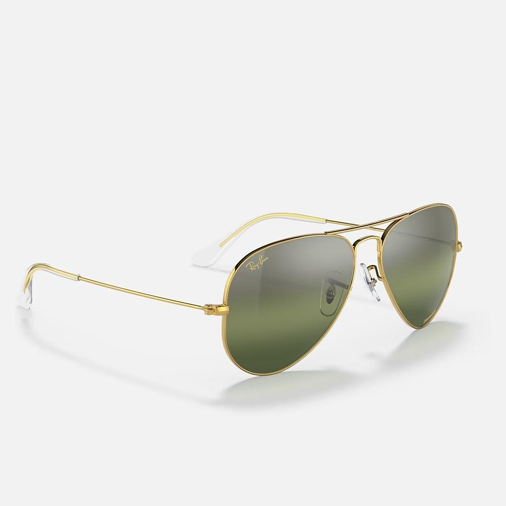 Kính Ray-Ban Aviator Chromance Vàng Bạc Xanh Lá