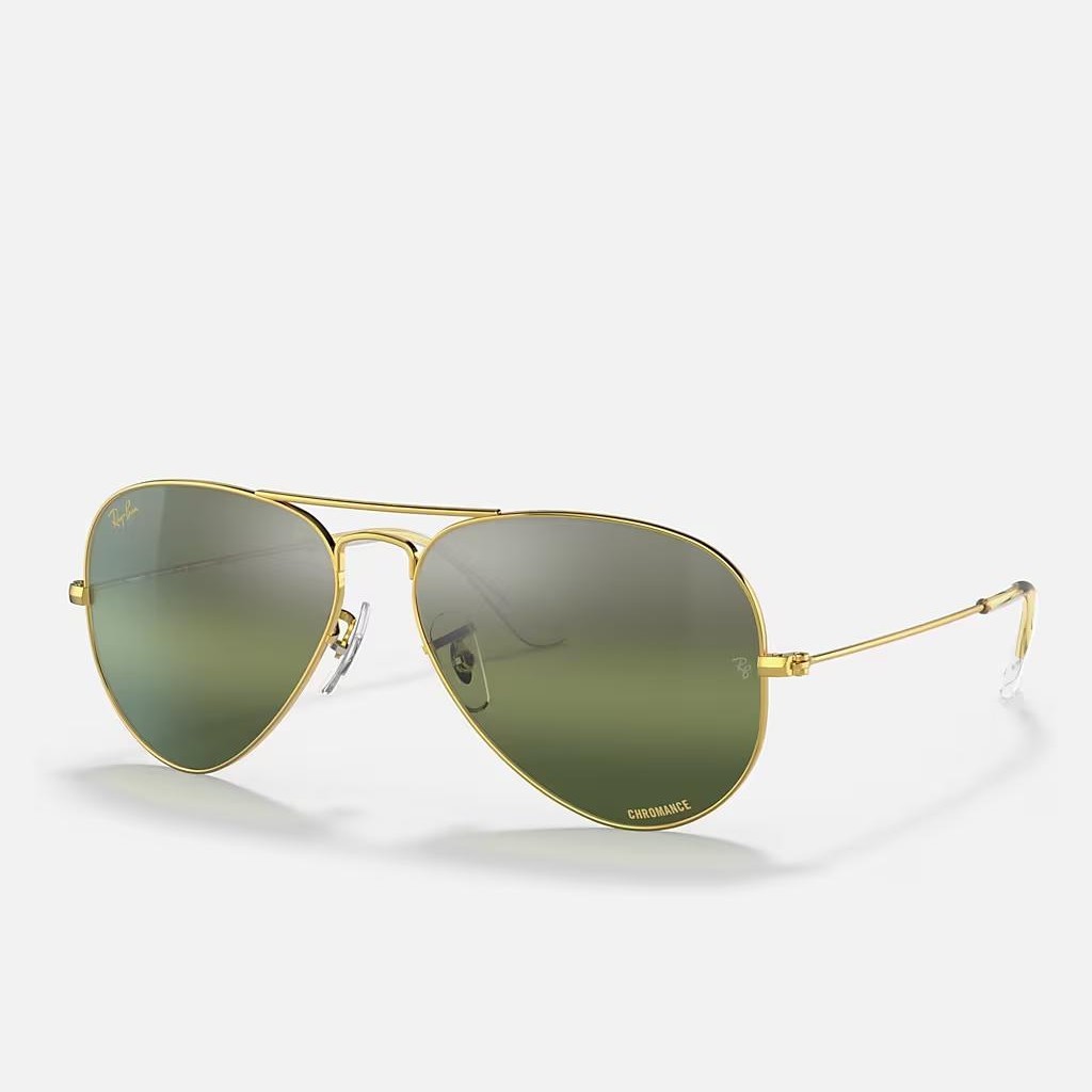 Kính Ray-Ban Aviator Chromance Vàng Bạc Xanh Lá