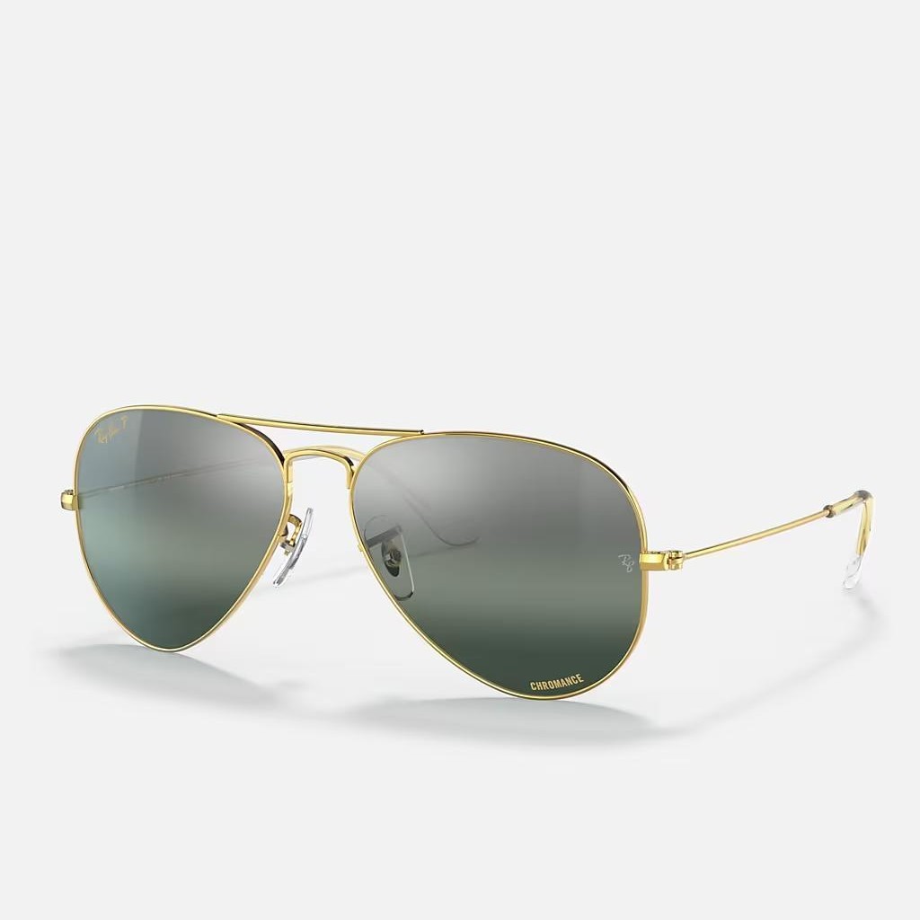 Kính Ray-Ban Aviator Chromance Vàng Bạc Xanh Dương