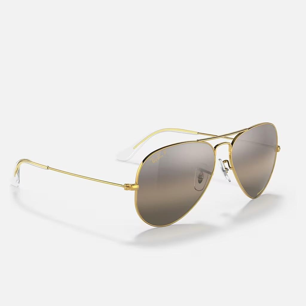 Kính Ray-Ban Aviator Chromance Vàng Bạc Xám