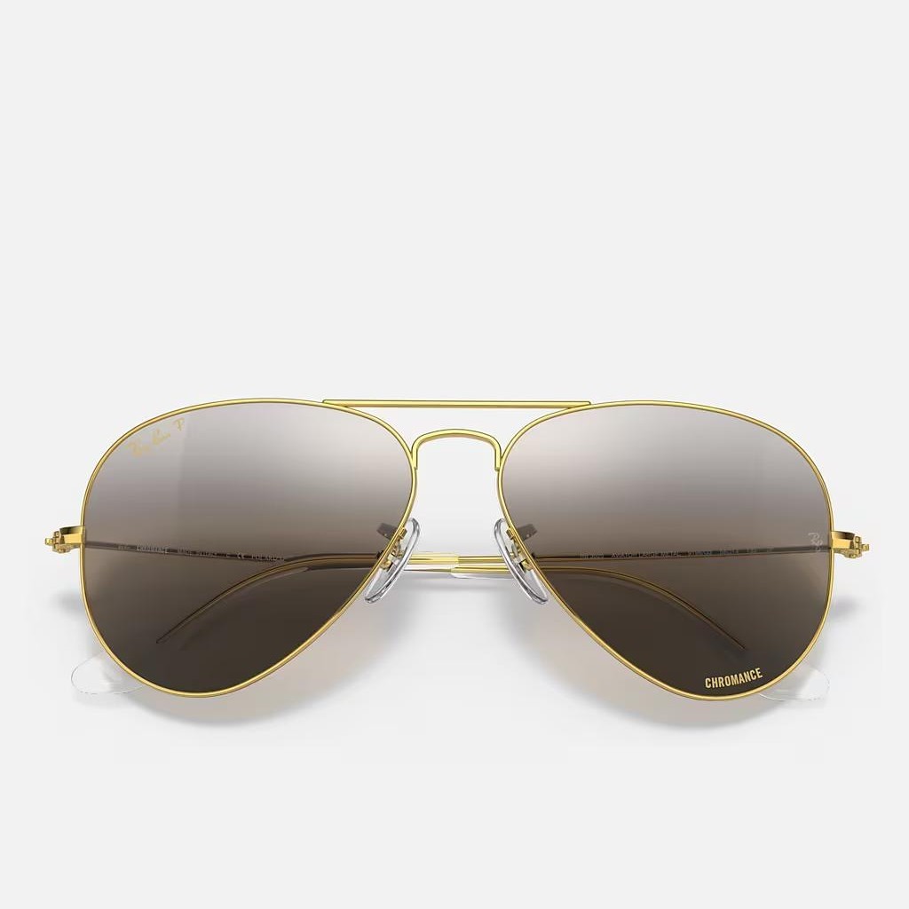 Kính Ray-Ban Aviator Chromance Vàng Bạc Xám