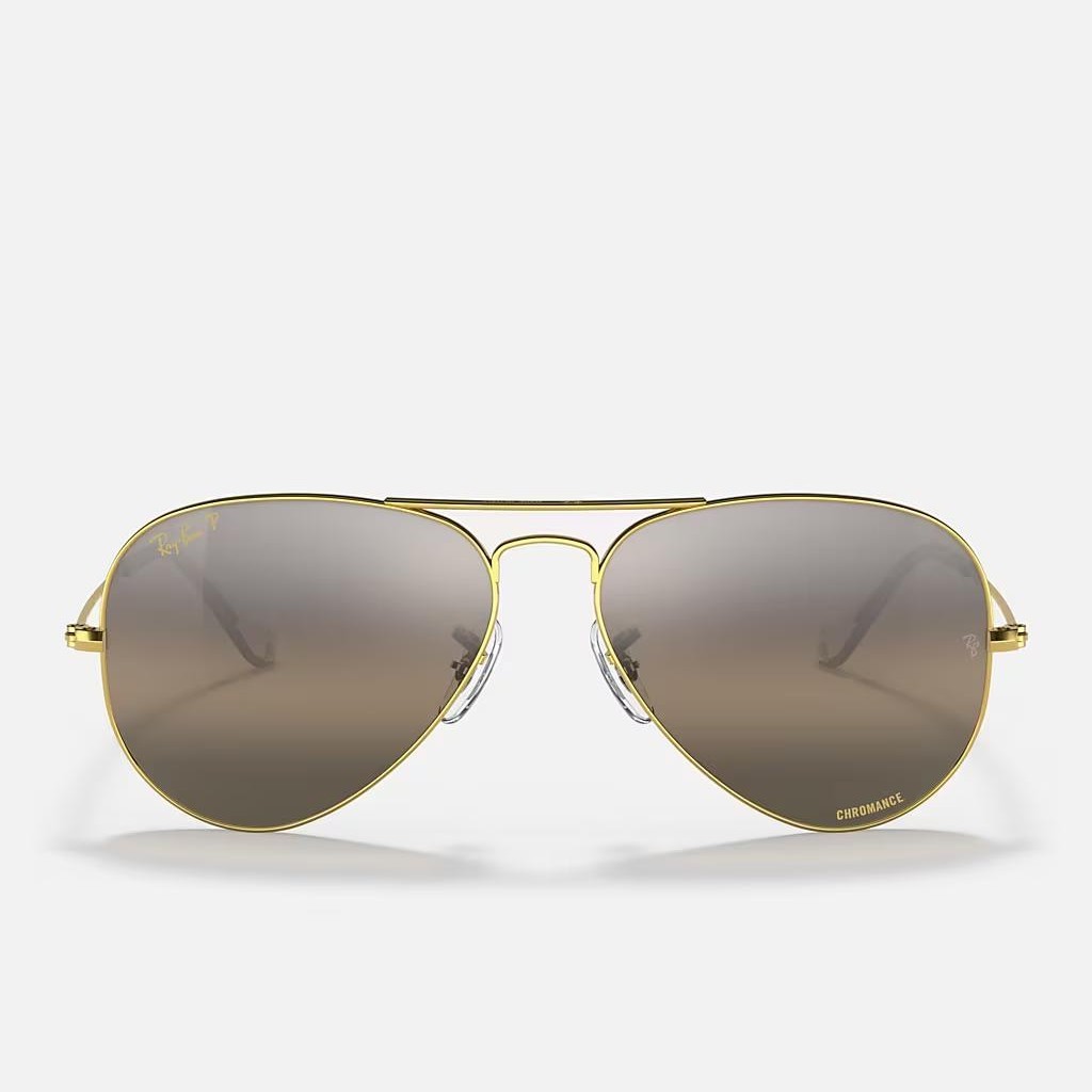 Kính Ray-Ban Aviator Chromance Vàng Bạc Xám