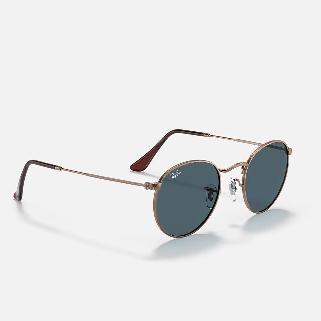 Kính Ray-Ban Round Metal Antiqued Nâu Đồng Xanh Dương