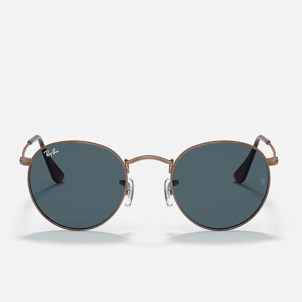 Kính Ray-Ban Round Metal Antiqued Nâu Đồng Xanh Dương