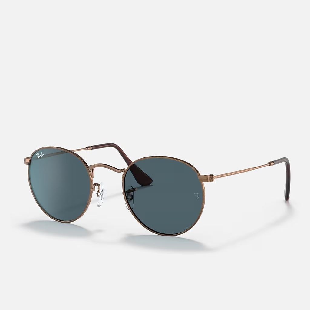 Kính Ray-Ban Round Metal Antiqued Nâu Đồng Xanh Dương