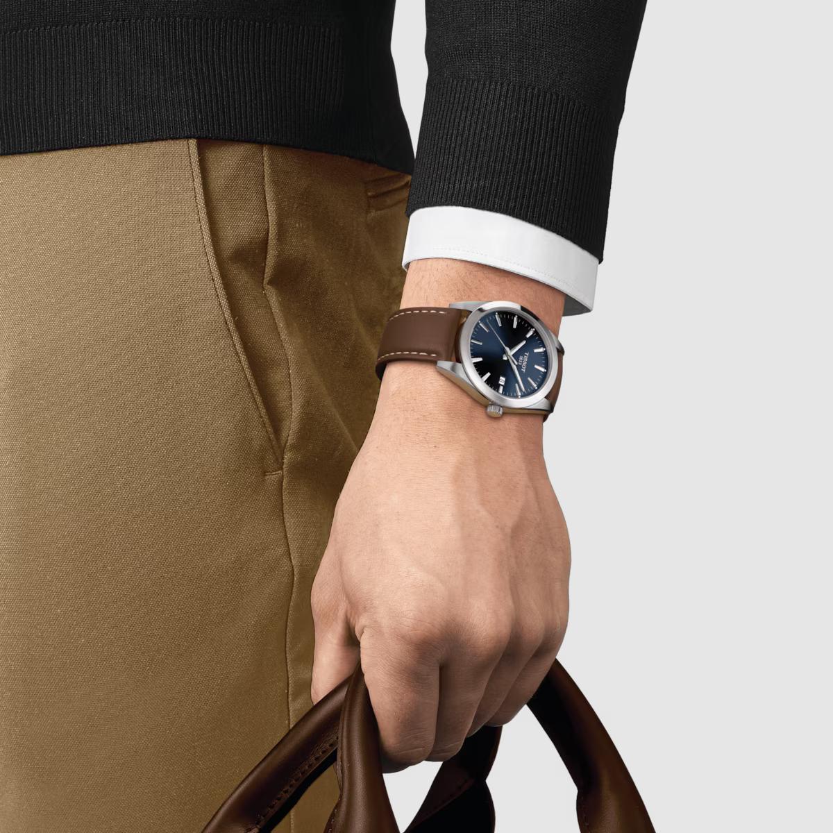 Đồng Hồ Tissot Gentleman Nam Xanh Dương Nâu