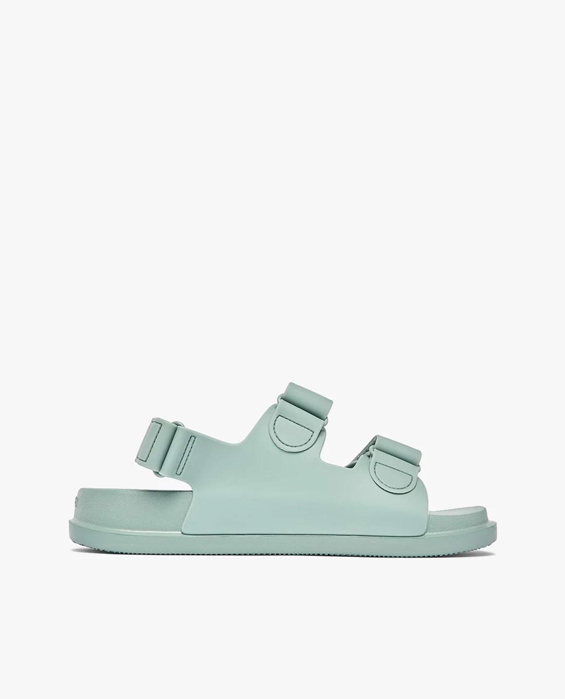 Giày Sandals Unisex Đế Thấp Quai Ngang Chunky Xanh Mint