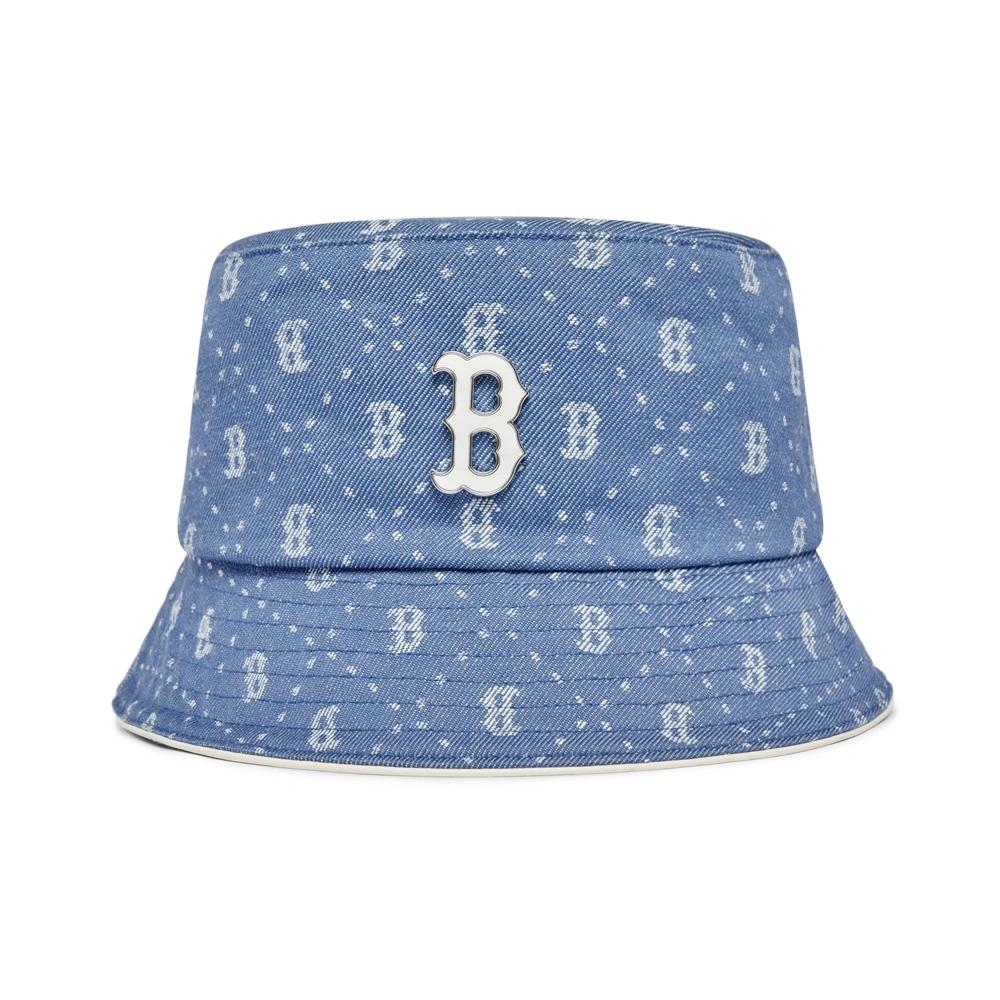 Nón MLB Denim Dia Monogram Bucket Hat Boston Red Sox L.Sky Blue Chữ