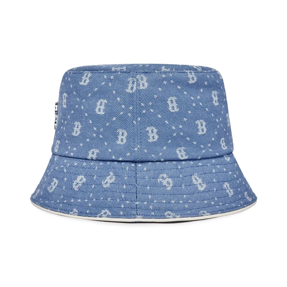 Nón MLB Denim Dia Monogram Bucket Hat Boston Red Sox L.Sky Blue Chữ