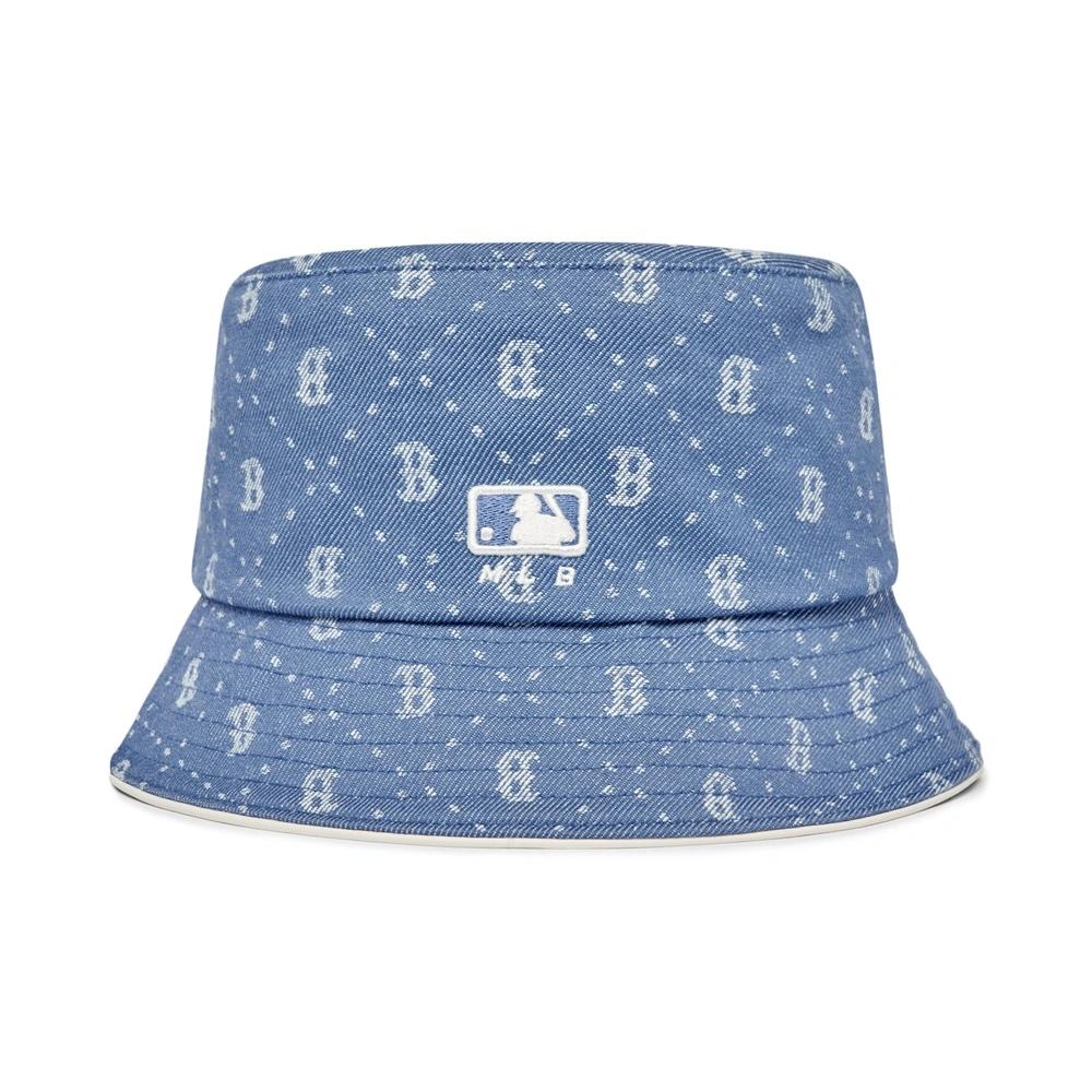 Nón MLB Denim Dia Monogram Bucket Hat Boston Red Sox L.Sky Blue Chữ