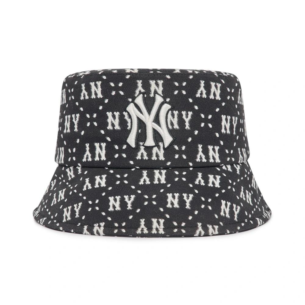 Nón MLB Diamond Monogram Bucket Hat New York Yankees Black Chữ