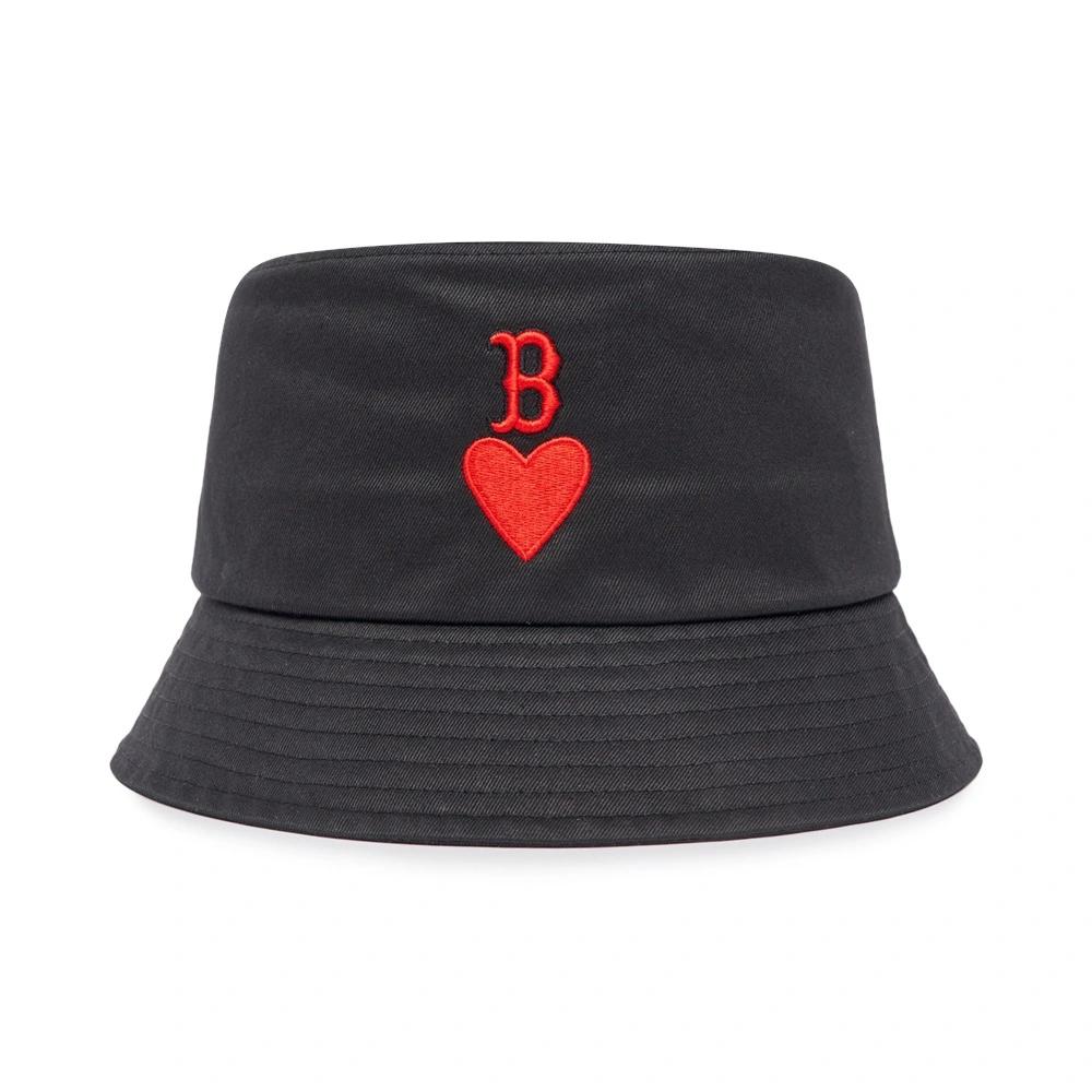 Nón MLB Heart Bucket Hat Boston Red Sox Đen Chữ Đỏ