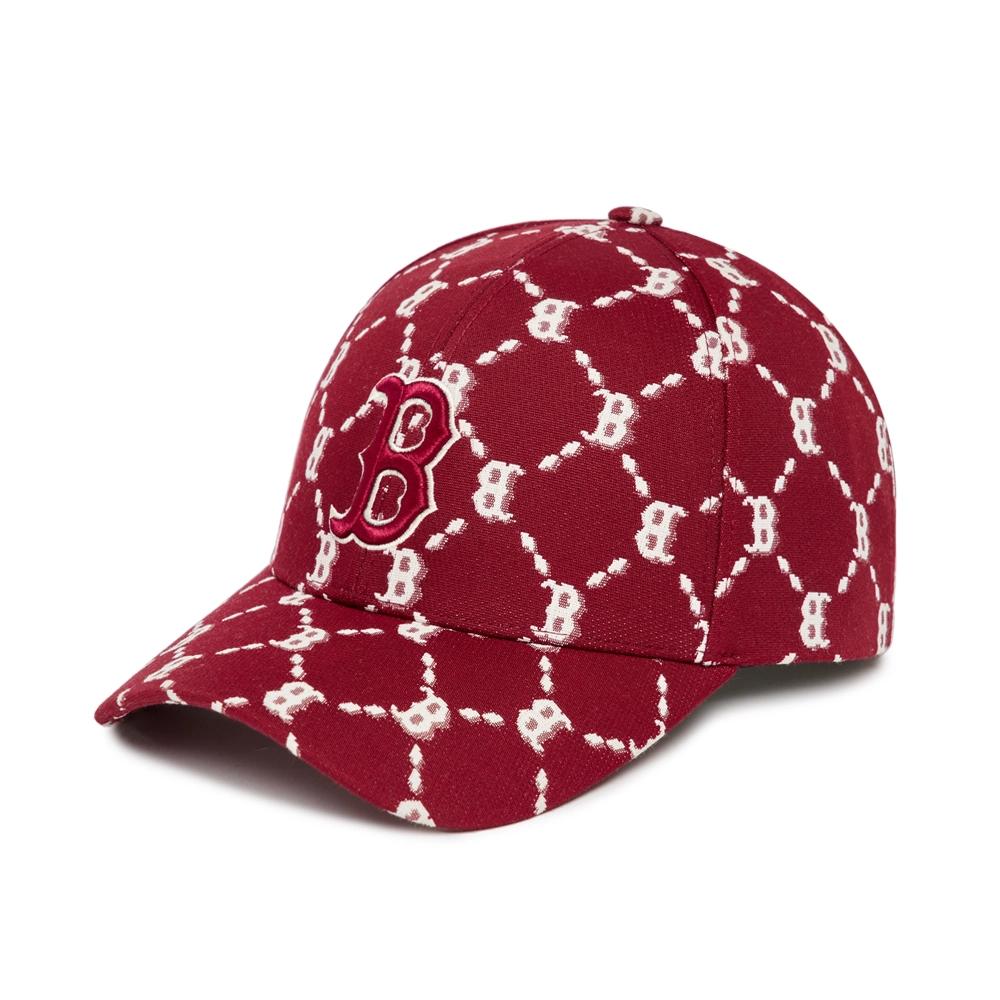 Nón MLB Diamond Monogram Structured Ball Cap Boston Đỏ Rượu