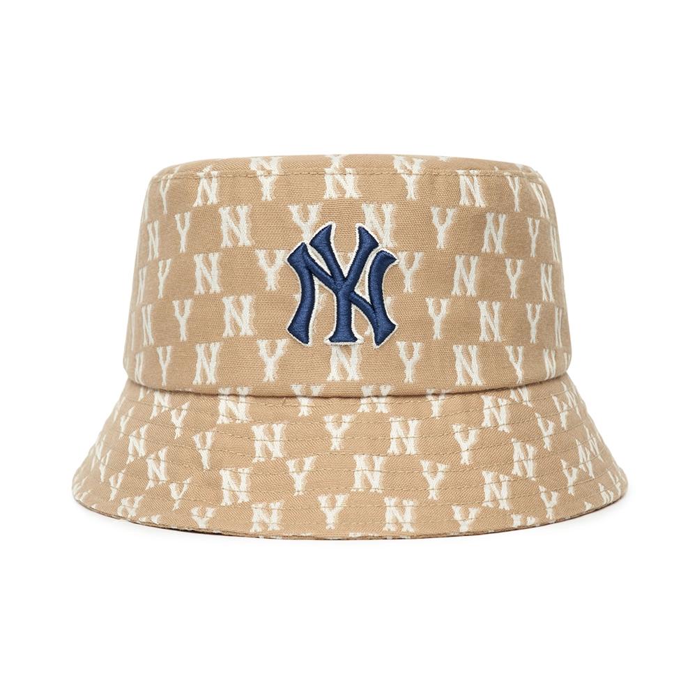 Nón MLB Monogram Classic Bucket Hat New York Yankees Be Nhạt