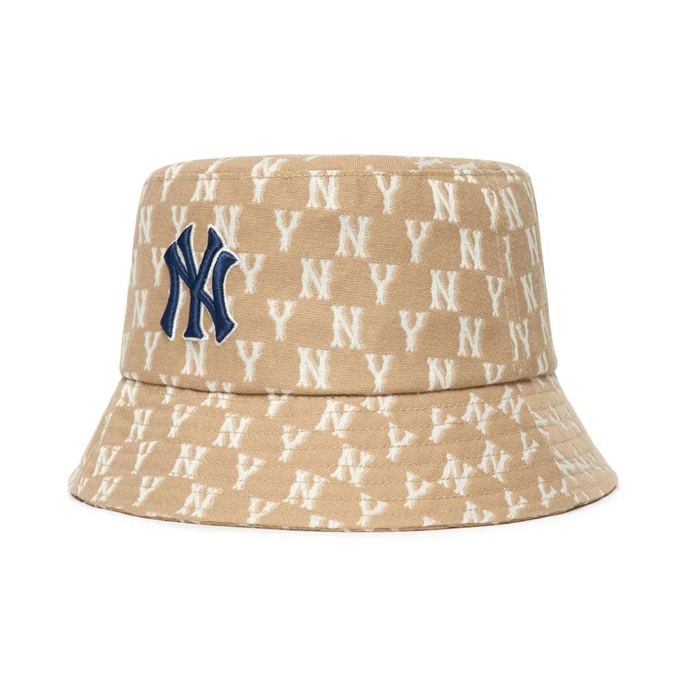 Nón MLB Monogram Classic Bucket Hat New York Yankees Be Nhạt