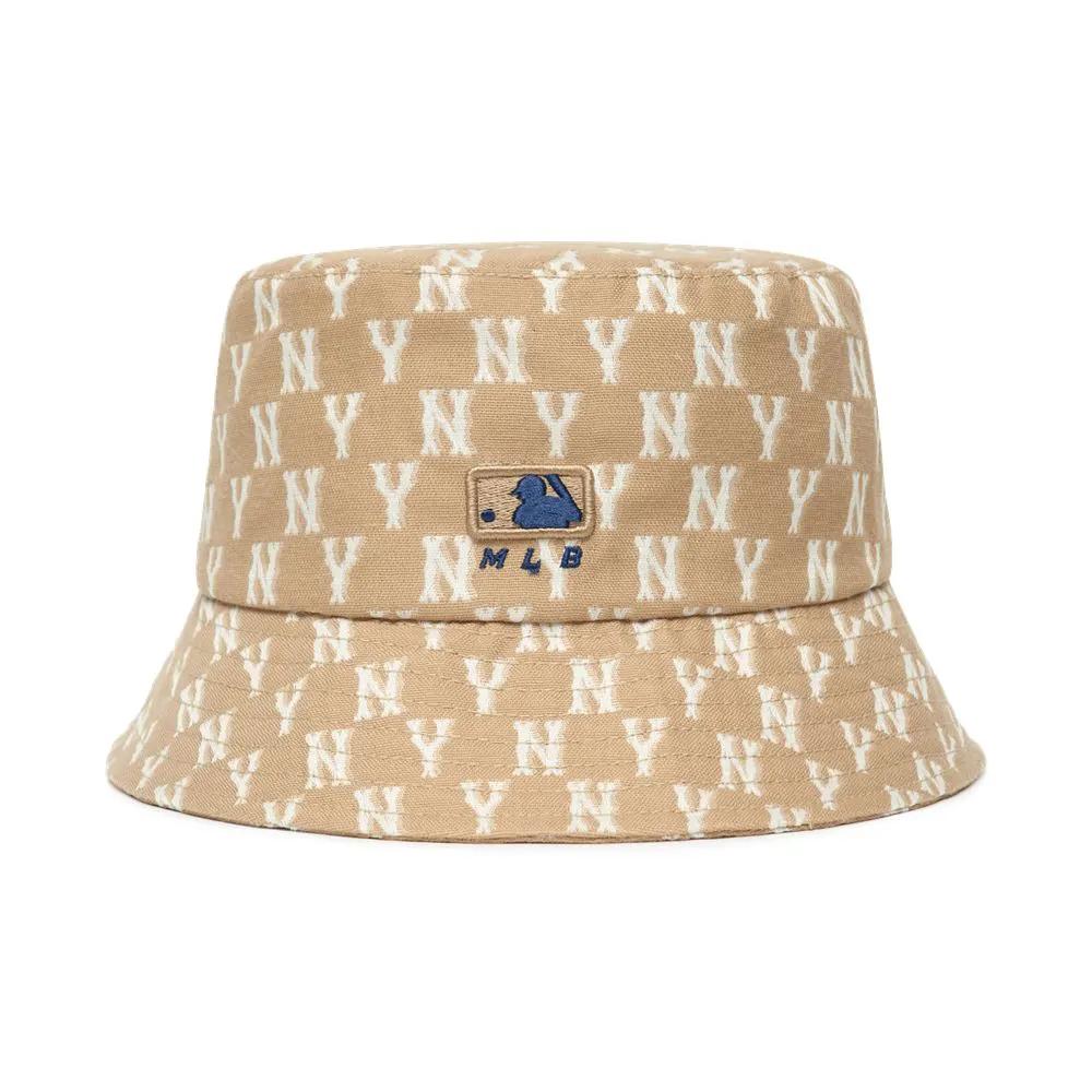 Nón MLB Monogram Classic Bucket Hat New York Yankees Be Nhạt