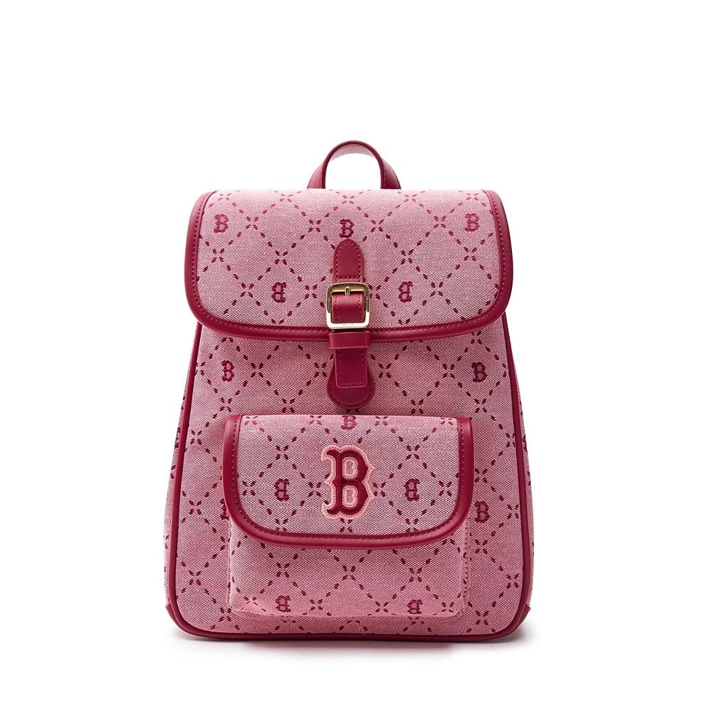 Balo MLB Korea [KIDS] Diamond Monogram Boston Đỏ Hồng