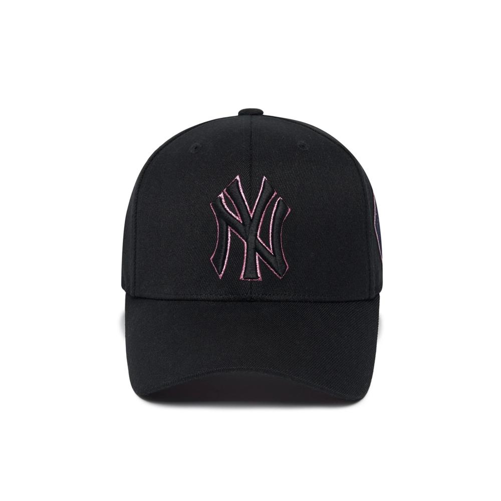 Nón MLB Diamond Stamp Ball Cap New York Yankees Đen Chữ Hồng