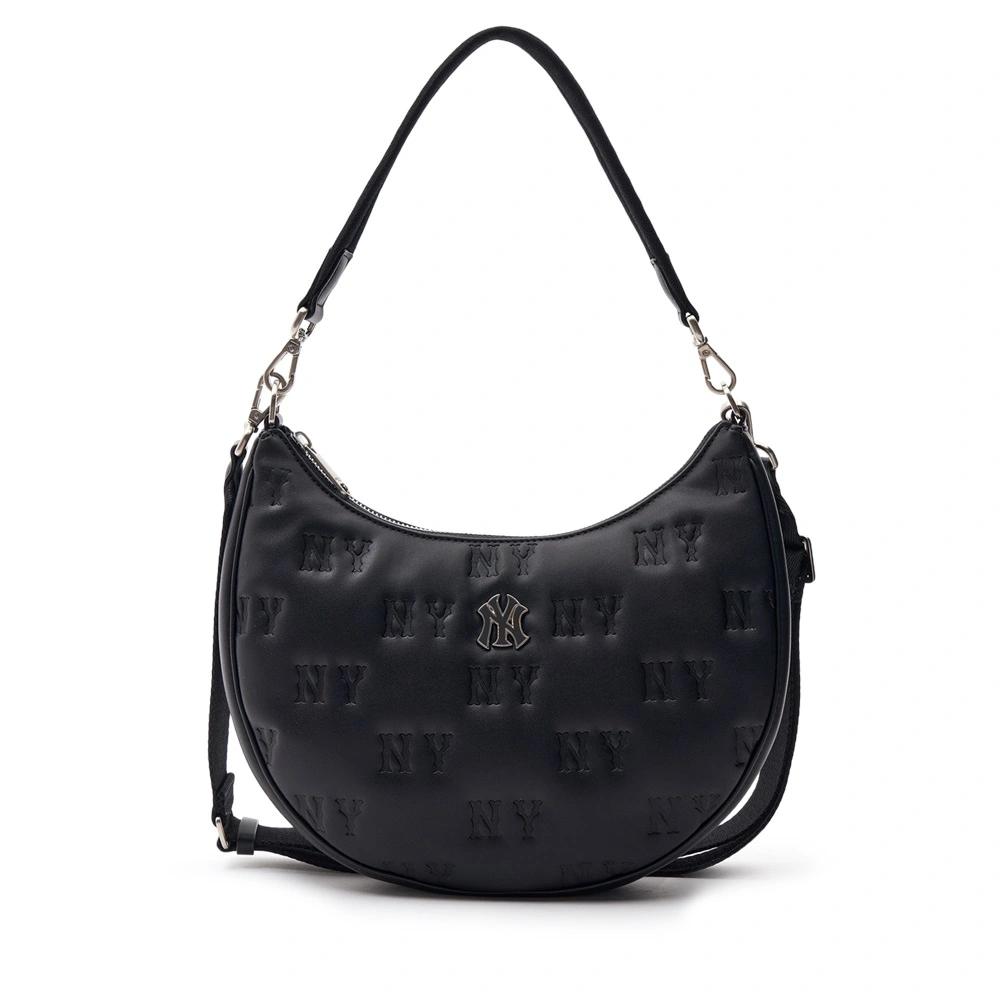 Túi MLB Korea Monogram Embo Hobo Bag New York Yankees Đen