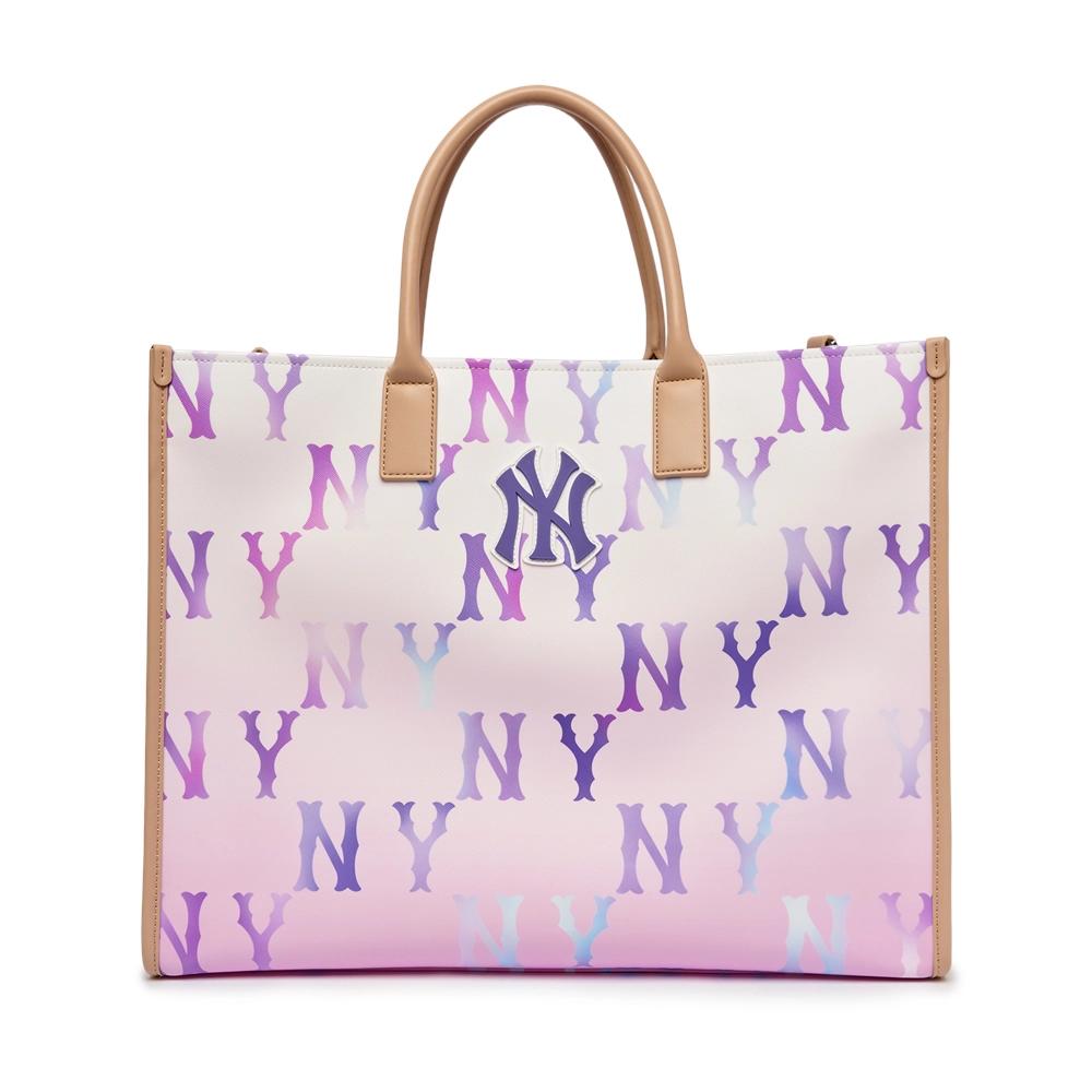 Túi MLB Gardient Monogram Coated Canvas Large Tote New York Yankees Tím